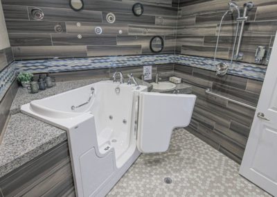 Bathroom with bathtub built for older people