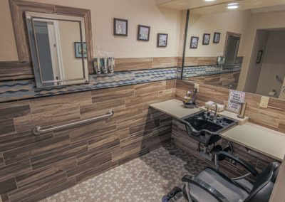 Barber shop designed for old people inside retirement facility